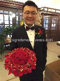 Rain Wang Delivering Wedding Bouquet to Bride 