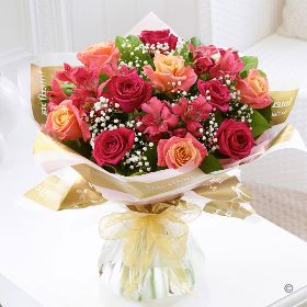 The Alstroemeria & Sunset Rose Hand tied LARGE  H62272MS