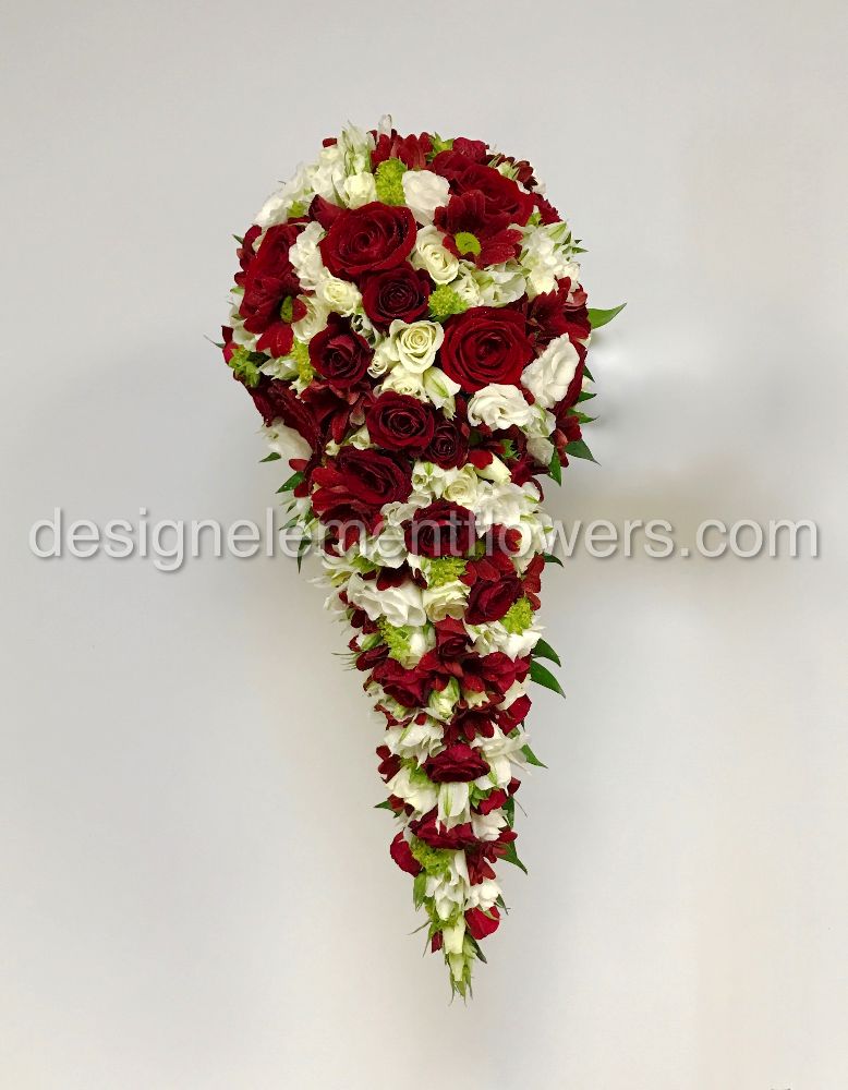 Compact Drop Shower Bouquet in Red and White 
