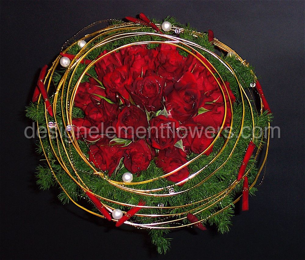 Red Rose and Gold Wire Bouquet