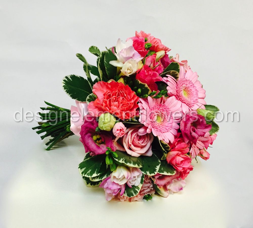 Brides hand-tied Bouquet of Mixed shades of pinks 
