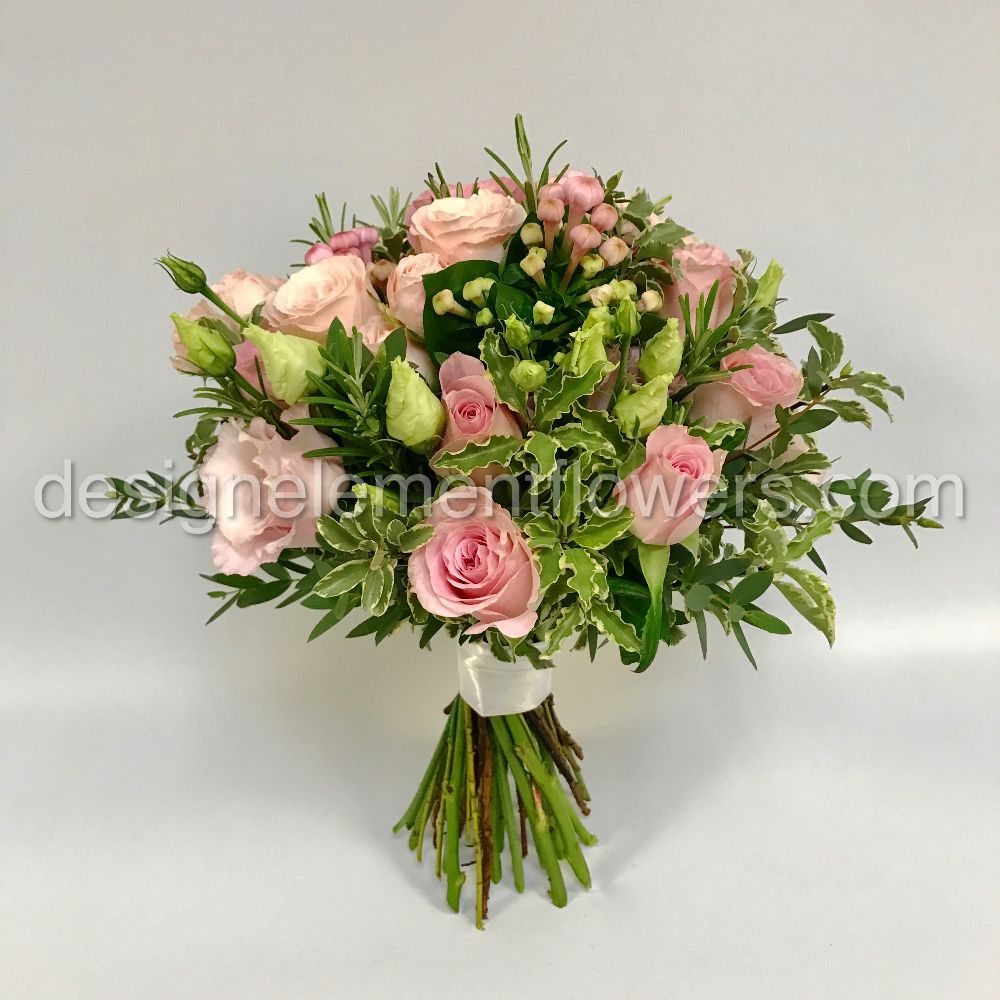 Brides Pink and Green hand-tied Bouquet 