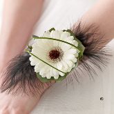 White Germini & Feather Wrist Corsage From £14.99