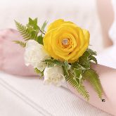 Yellow and White Rose & Fern Corsage From £19.99