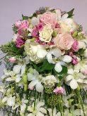 Close-up of Vintage Dendrobium and Rose Modern Bridla Bouquet 