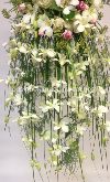 Close-up of Vintage Dendrobium and Rose Bridal Bouquet 