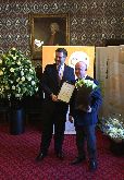 Graham Brady MP with Neil Whittaker and Honorary Fellow Award in the Jubilee Room Palace Westminster