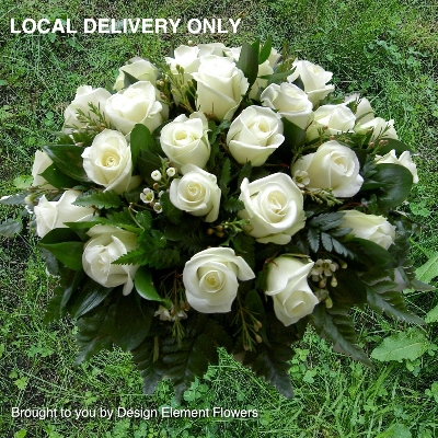 White Rose And Wax Flower Funeral Posy