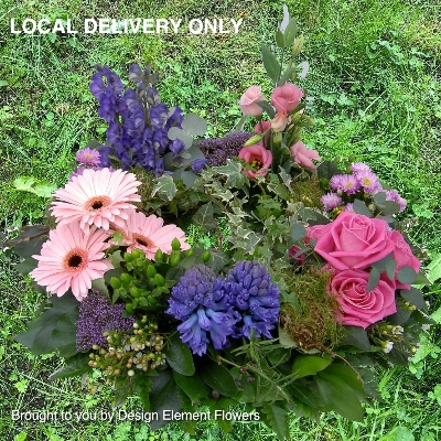 Pink,Cerise and Purple textured Funeral Posy LOCAL 