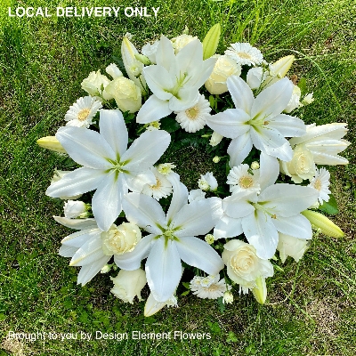 Classic  White Oriental Lily & Rose Wreath 