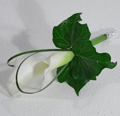 White Calla and Ivy Buttonhole