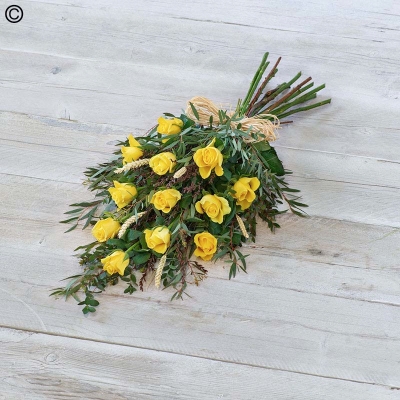 Funeral Flowers Classic Rose Sheaf Yellow Roses hand delivered in Irlam , Cadishead, Trafford and Salford