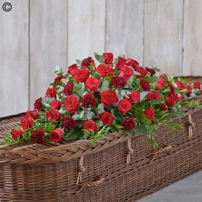 Rose & Carnation Casket Spray Red