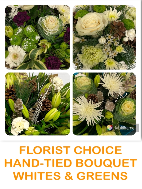White & Greens Florist Choice Hand-tied STANDARD 