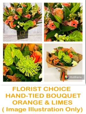 Florist Choice Hand-tied Design in Oranges & Limes 