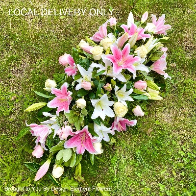 Pink & White Lily & Rose Coffin Spray 