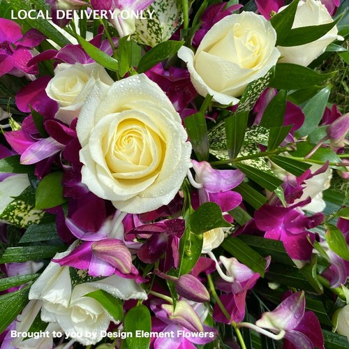 LOCAL Orchid & White Rose Aspidistra Cross 