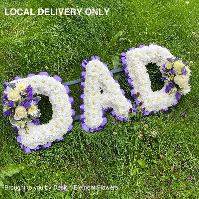 Dad Tribute Purple and White ( Three Letters)