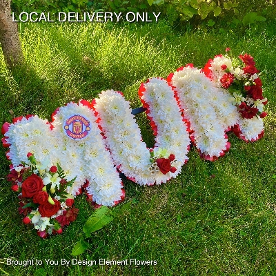 LOCAL Mum Tribute with Manchester United Badges ( Three Letters) 