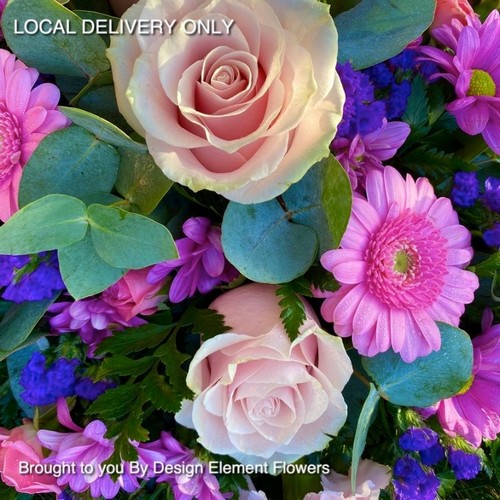 LOCAL Pale Pink, Lavender and Purple Mixed Funeral Posy Pad 