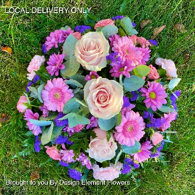 LOCAL Pale Pink, Lavender and Purple Mixed Funeral Posy Pad 