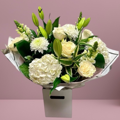 Mothers Day Pure White Handtied Bouquet 
