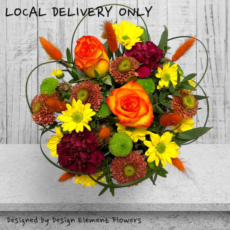 LOCAL Autumn Plum Hexagonal Hatbox Arrangeme