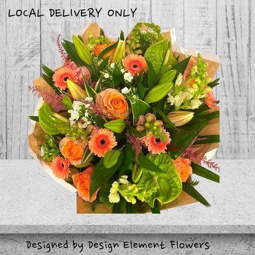 LOCAL Peaches and Lime Extravaganza hand tied Bouquet