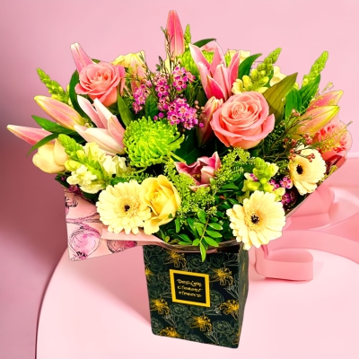 LOCAL Mothers Day Luxury Peach & Pink Sensations Hand-tied     