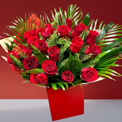 Christmas 20 Red Rose Hand-tied Bouquet 