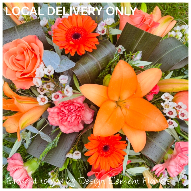 LOCAL Orange Rose , Lily & Germini Single Ended Oasis Spray 
