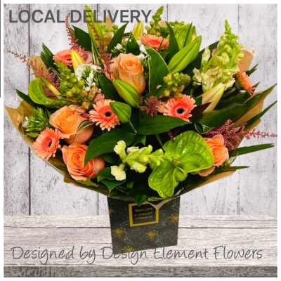 LOCAL Peaches and Lime Extravaganza hand tied Bouquet