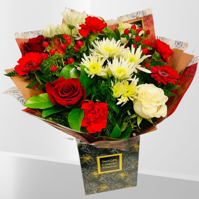 LOCAL Valentines Red and White Hand-tied Lily Free Design 