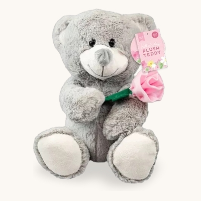 Mothers Day teddy with Pink Rose