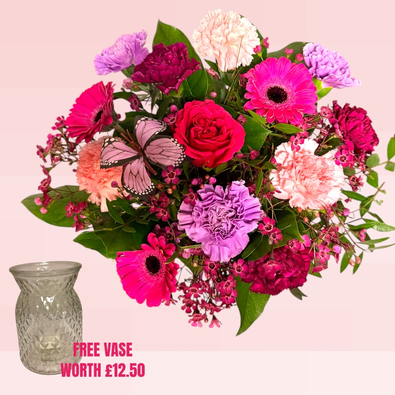 NEW Mothers Floral Vase of Flowers with FRE VASE WORTH £12.50 
