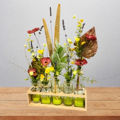 Summer Dried & Silk Flower Macro Create  with Glass Bottles 