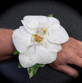 Double White phalaenopsis Wrist Corsage delivered locally in Manchester , Salford , Eccles , Winton , Peel Green , Irlam , Cadishead , Salford , Greater Manchester, Urmston