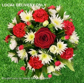 Red and White Funeral Posy Loose