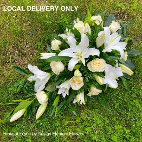 Elegant White Rose & White Lily Single Ended Spray 