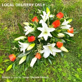 Elegant Orange Rose & White Lily Single Ended Spray