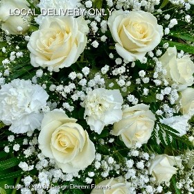 White Rose , White carnation and White Freesia Coffin Design 