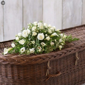 White Petite Casket funeral flowers delivered in manchester, Warrington, Salford and surrounding areas