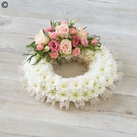 Traditional Wreath Massed White & Pink