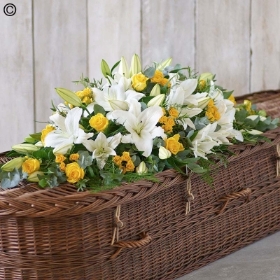 Lily & Rose Casket Spray Yellow & White