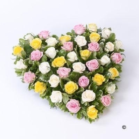 Mixed Rose Heart Pink,Yellow & White