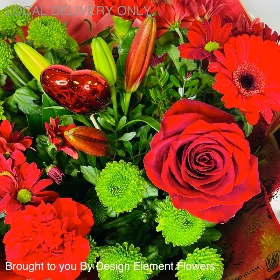 Valentines Ruby Red hand-tied hand delivered in Manchester , Salford , Eccles , Worsley , Peel Green , Monton, Trafford , Worsley 