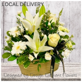 Green & White Zinc Arrangement with Green Butterfly hand delivered in Irlam , Cadishead , Salford , Eccles , Worsley , Manchester , Trafford , Old Trafford 
