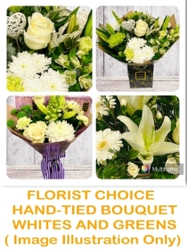White & Greens Florist Choice Hand-tied STANDARD 