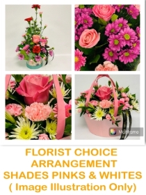 Florist Choice Arrangement in Shades of Pinks & Whites 