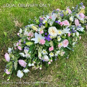 Pink , Lilac and White Scented Roses Coffin Spray